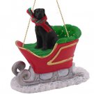 SLD100A Great Dane, Black, Uncropped Sleigh Ride Ornament