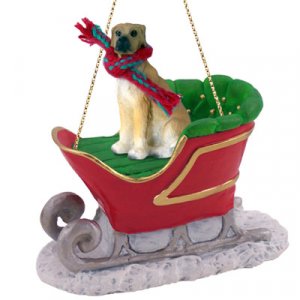SLD100B Great Dane, Fawn, Uncropped Sleigh Ride Ornament
