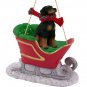 SLD101A Doberman, Black, Uncropped Sleigh Ride Ornament