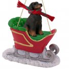 SLD101B Doberman, Red, Uncropped Sleigh Ride Ornament