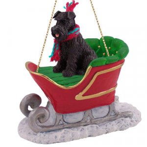 SLD103A Schnauzer, Black, Uncropped Sleigh Ride Ornament