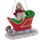 SLD104A Poodle, White, Sport cut Sleigh Ride Ornament