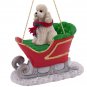 SLD104A Poodle, White, Sport cut Sleigh Ride Ornament
