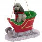 SLD104B Poodle, Gray, Sport cut Sleigh Ride Ornament