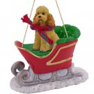 SLD104C Poodle, Apricot, Sport cut Sleigh Ride Ornament