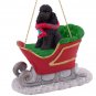 SLD104D Poodle, Black, Sport cut Sleigh Ride Ornament