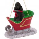 SLD104E Poodle, Chocolate, Sport cut Sleigh Ride Ornament