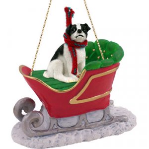 SLD105B Jack Russell Terrier, Black & White, Smooth Coat Sleigh Ride Ornament