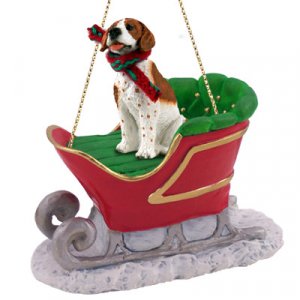 SLD106A Pointer, Brown & White Sleigh Ride Ornament