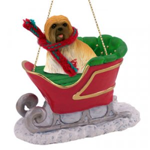SLD10B Lhasa Apso, Brown Sleigh Ride Ornament