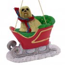 SLD10C Lhasa Apso, Blonde Sleigh Ride Ornament