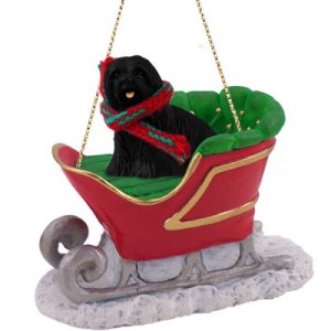 SLD10D Lhasa Apso, Black Sleigh Ride Ornament