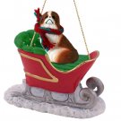 SLD110B Japanese Chin, Brown & White Sleigh Ride Ornament