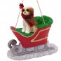 SLD128B Shih Tzu, Tan, Sport cut Sleigh Ride Ornament