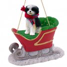 SLD128D Shih Tzu, Black & White, Sport cut Sleigh Ride Ornament
