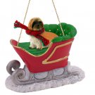 SLD129B Lhasa Apso, Brown, Sport cut Sleigh Ride Ornament