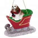 SLD15D Cocker Spaniel, Brown & White Sleigh Ride Ornament