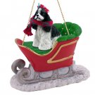 SLD15E Cocker Spaniel, Black & White Sleigh Ride Ornament