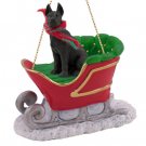 SLD16A Great Dane, Black Sleigh Ride Ornament