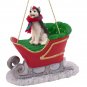 SLD17A Husky, Black & White, Blue Eyes Sleigh Ride Ornament