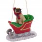 SLD18A Pug, Fawn Sleigh Ride Ornament