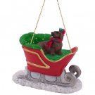 SLD19A Dachshund, Red Sleigh Ride Ornament