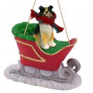 SLD23B Collie, Tricolor Sleigh Ride Ornament