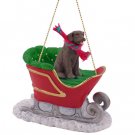 SLD24C Labrador Retriever, Chocolate Sleigh Ride Ornament