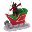 SLD25B Doberman, Red Sleigh Ride Ornament