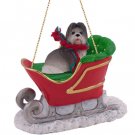 SLD26A Shih Tzu, Gray Sleigh Ride Ornament