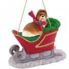 SLD26B Shih Tzu, Tan Sleigh Ride Ornament