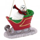 SLD26E Shih Tzu, White Sleigh Ride Ornament