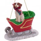 SLD27B Brittany, Brown & White Sleigh Ride Ornament