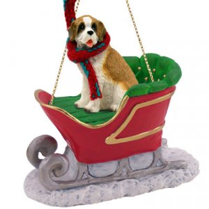 SLD31 Saint Bernard, Rough Coat Sleigh Ride Ornament