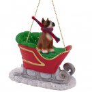 SLD33A Boxer Sleigh Ride Ornament
