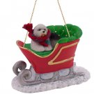SLD35 Old English Sheepdog Sleigh Ride Ornament