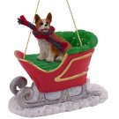 SLD51A Welsh Corgi, Pembroke Sleigh Ride Ornament
