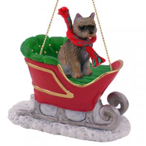 SLD53C Cairn Terrier, Brindle Sleigh Ride Ornament
