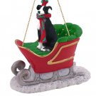SLD54A Greyhound, Black & White Sleigh Ride Ornament