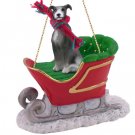 SLD54B Greyhound, Gray Sleigh Ride Ornament