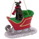 SLD54C Greyhound, Brindle Sleigh Ride Ornament