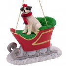 SLD63A Jack Russell Terrier, Brown & White, Rough Coat Sleigh Ride Ornament