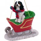 SLD80B Cavalier King Charles, Black & White Sleigh Ride Ornament
