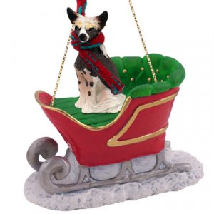 SLD81 Chinese Crested Dog Sleigh Ride Ornament
