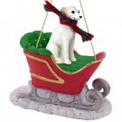 SLD92A Whippet, White Sleigh Ride Ornament