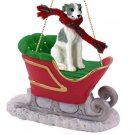 SLD92C Whippet, Gray & White Sleigh Ride Ornament