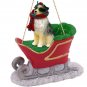 SLD99B Australian Shepherd Blue Sleigh Ride Ornament
