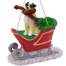 SLD99C Australian Shepherd Blue, Docked Sleigh Ride Ornament