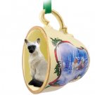 STCC18 Siamese Sleigh Ride Holiday Tea Cup Ornament