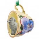 STCD01B Poodle, Gray Sleigh Ride Holiday Tea Cup Ornament